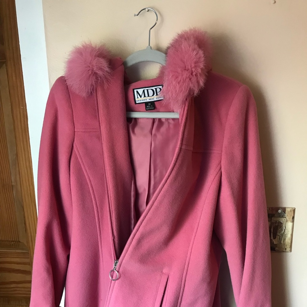 Pink vtg 90s style wool coat y2k